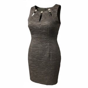 Eliza J -Sleeveless Textured Pewter Sheath Dress Special Occasion Dress - Sz 16P